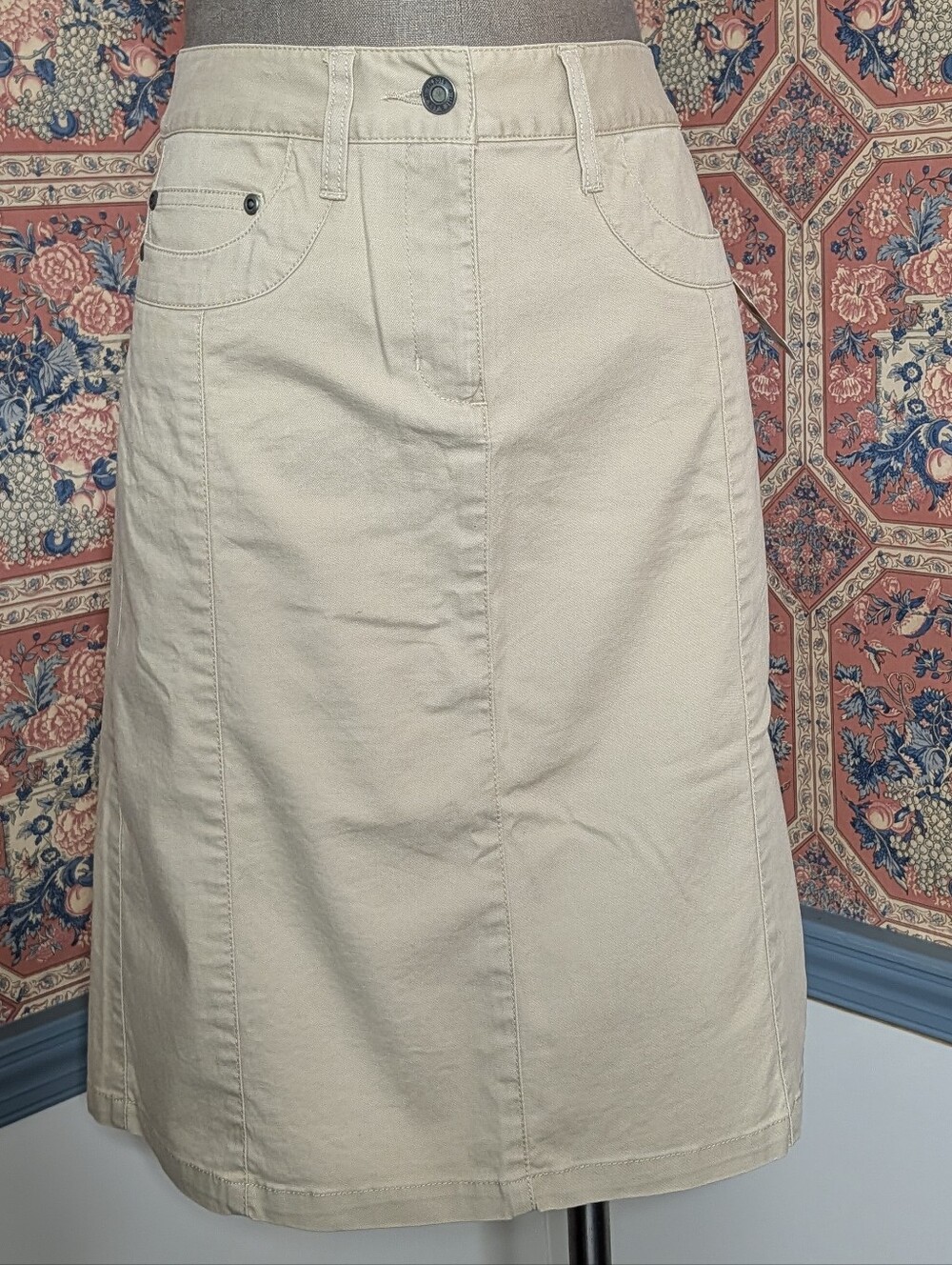 Talbots Cream A-Line Denim-Style Skirt